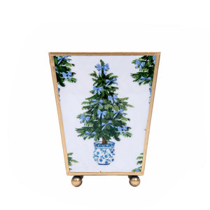 WH Hostess x Jaye's Studio: Blue Bows Christmas Trees 6" Cache Pot