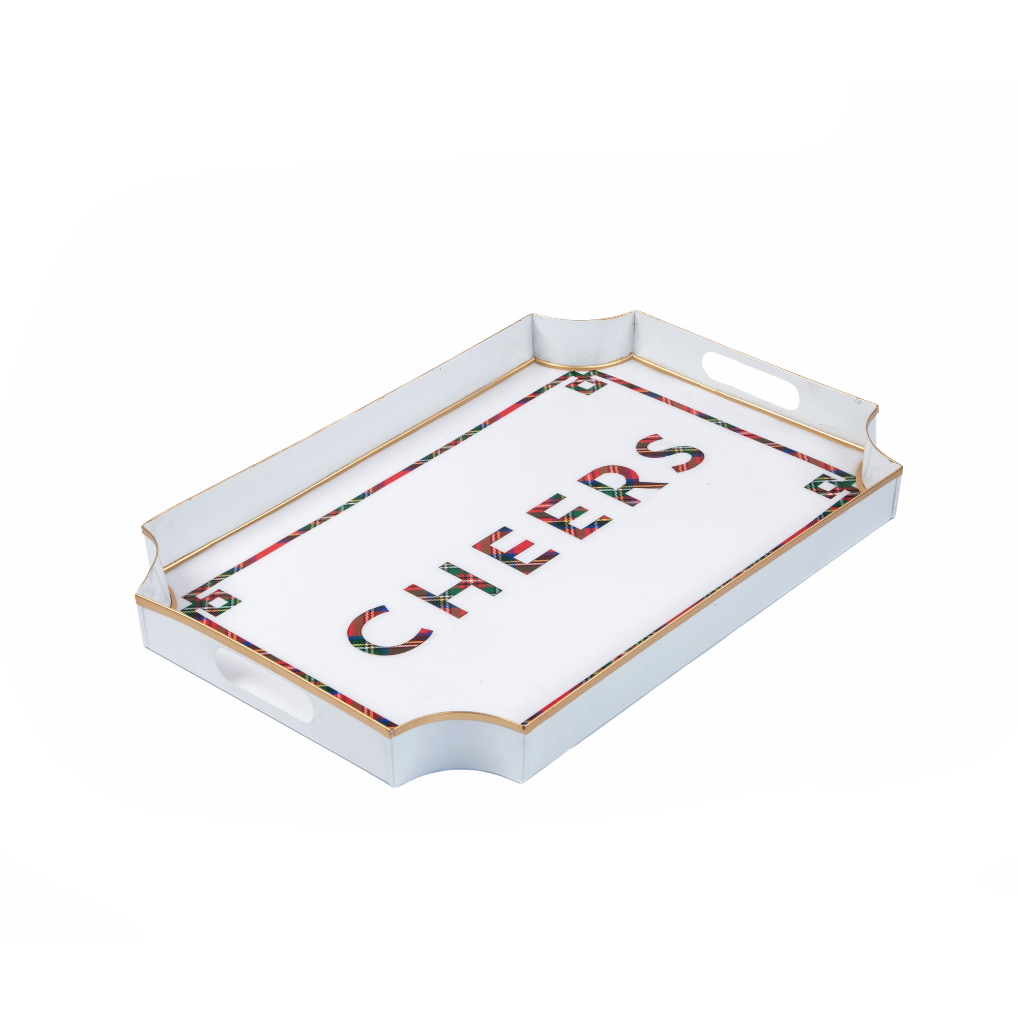 Cheers Tartan Enameled Jaye Tray