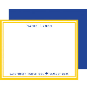 Graduation Block Letters Personalized Flat Notecards | Select Colors