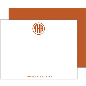 Graduation Block Monogram Personalized Flat Notecards | Select Colors