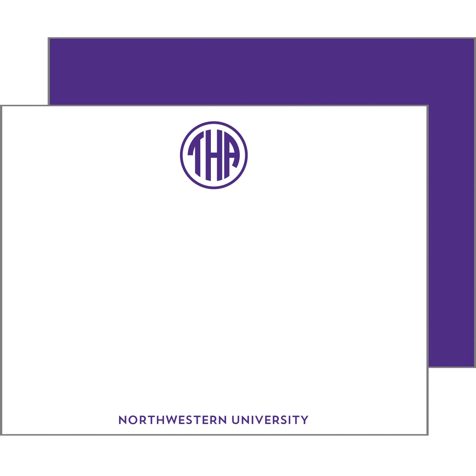 Graduation Block Monogram Personalized Flat Notecards | Select Colors