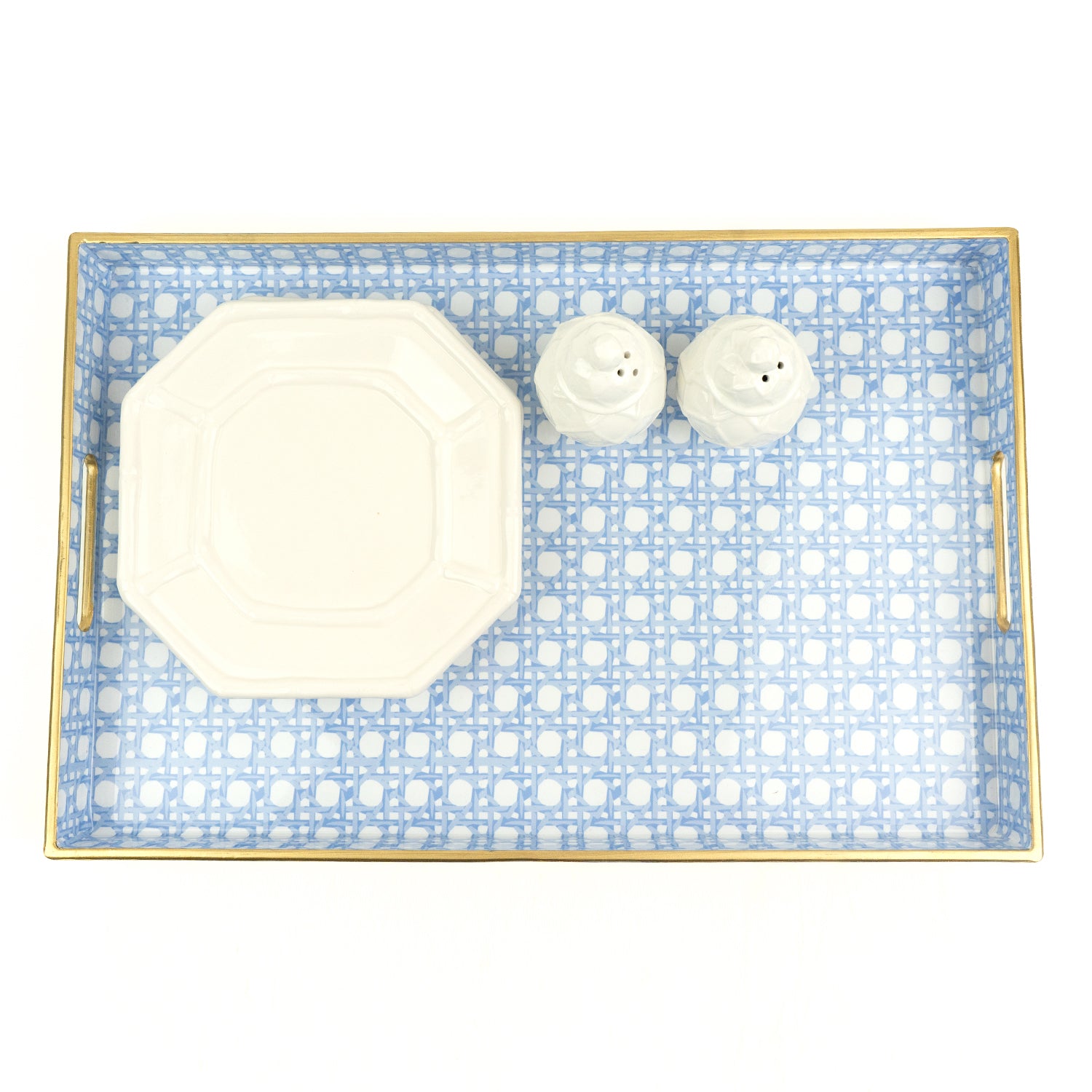 Basketweave Serving Tray | Blue