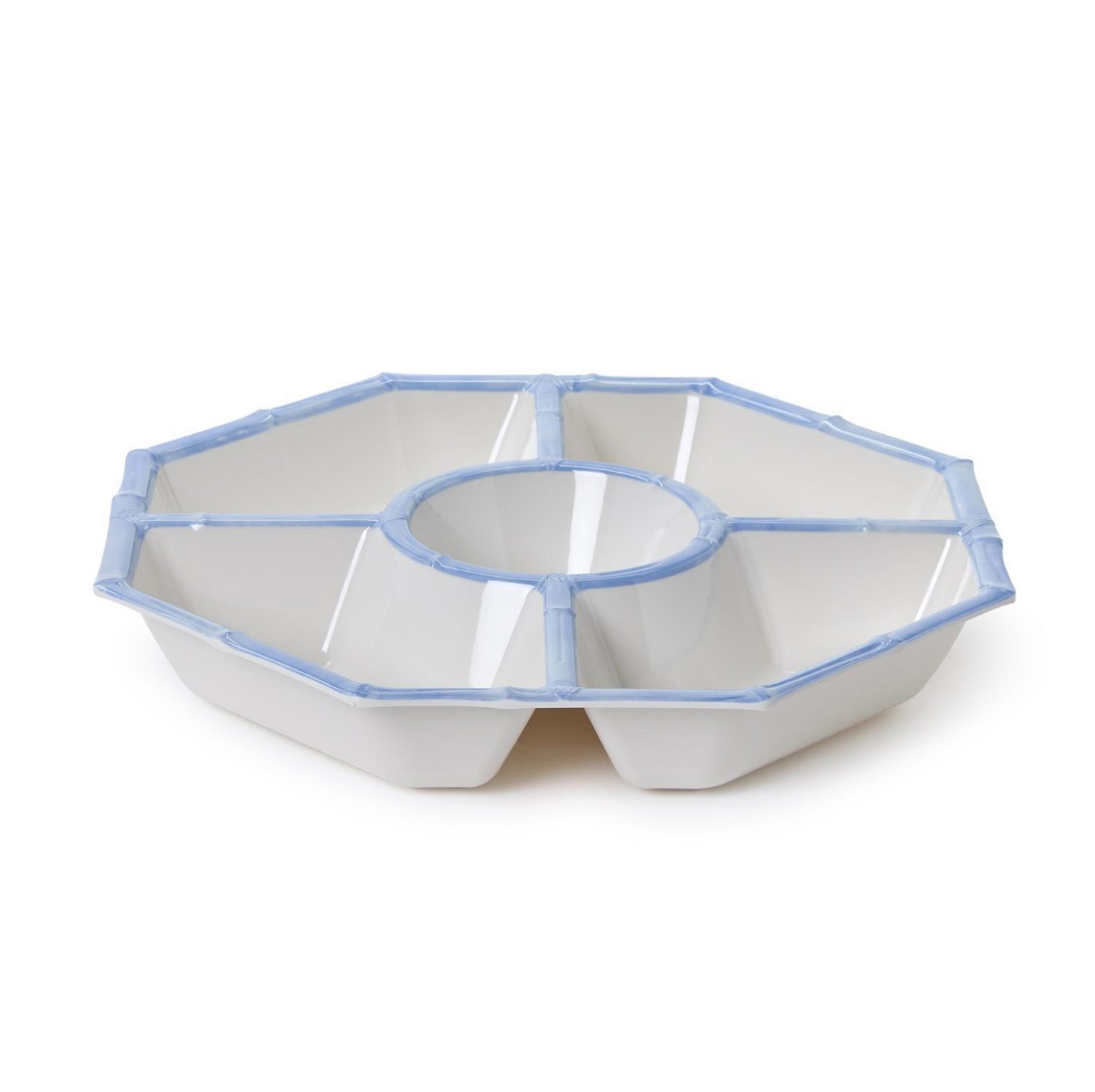 French Blue Bamboo Melamine Chip & Dip Platter