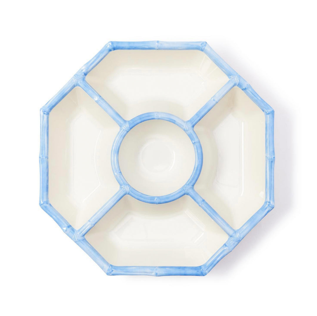 French Blue Bamboo Melamine Chip & Dip Platter