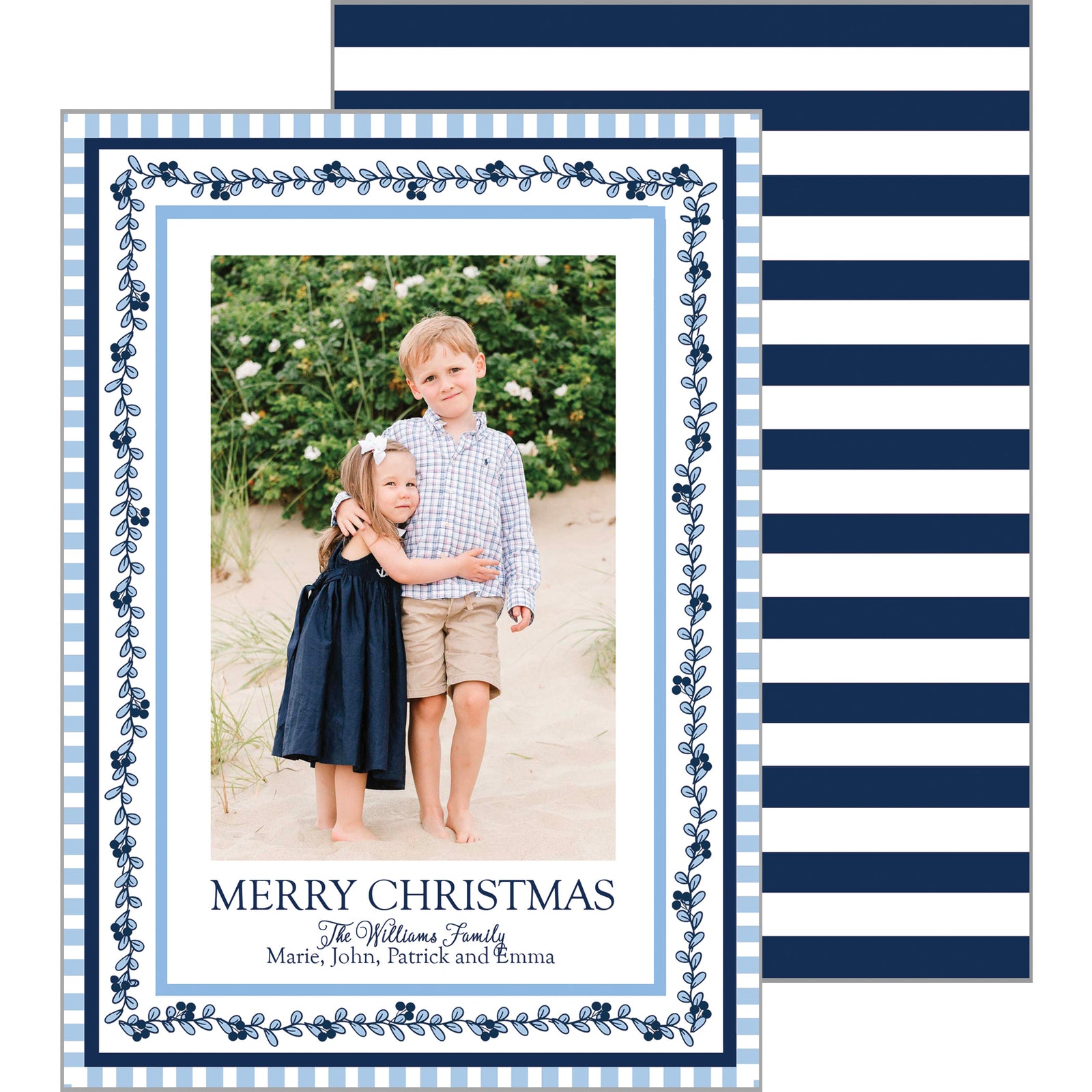 Blue and White Christmas Toile Photo Card - WH Hostess Social