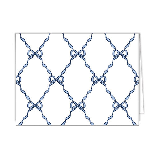 In Stock Folded Notecard Set of 10 | Blue Bow Lattice