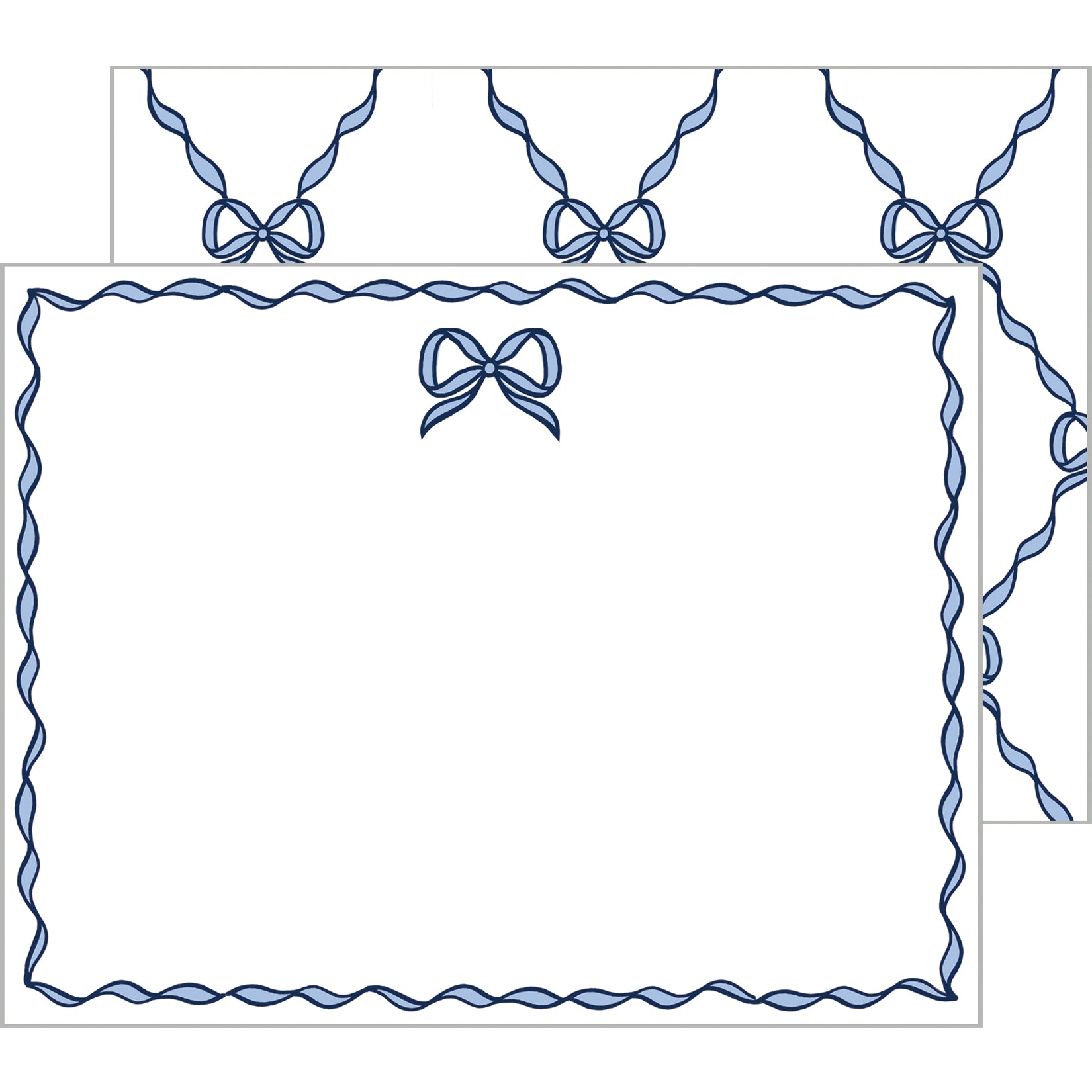 In Stock Flat Notecard Set of 10 | Blue Bow Lattice