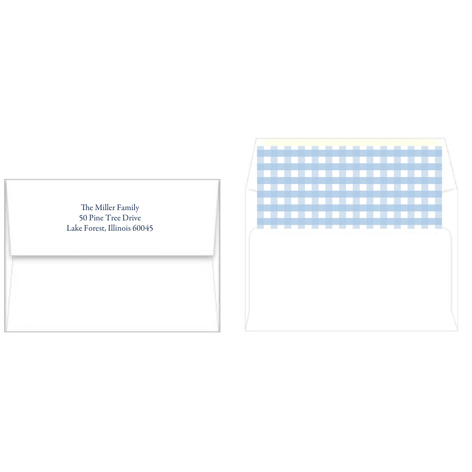 Blue Gingham Check Holiday Photo Card