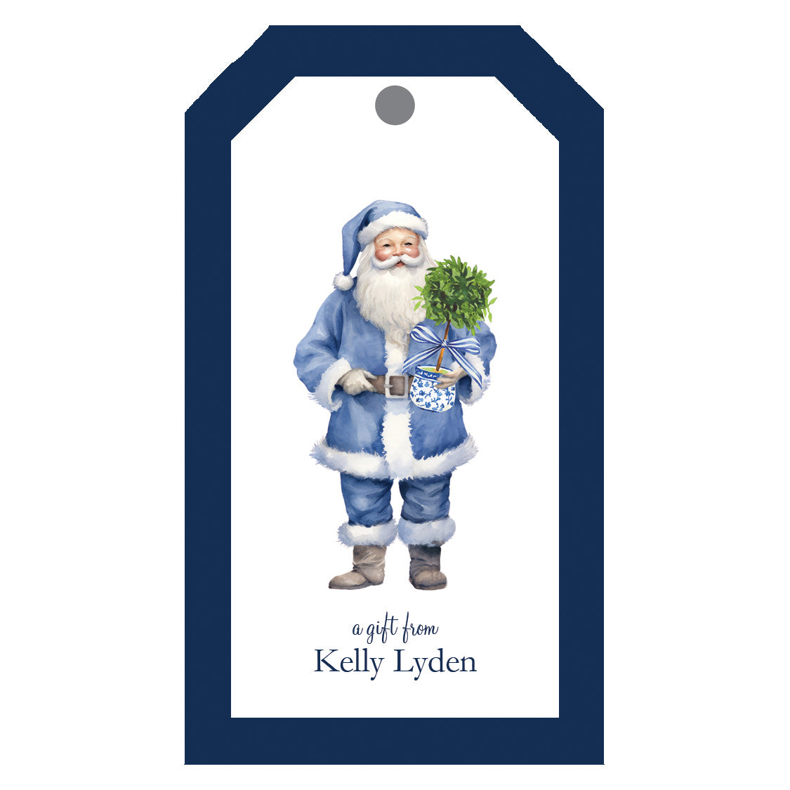 Blue Santa Claus Christmas Personalized Gift Tags