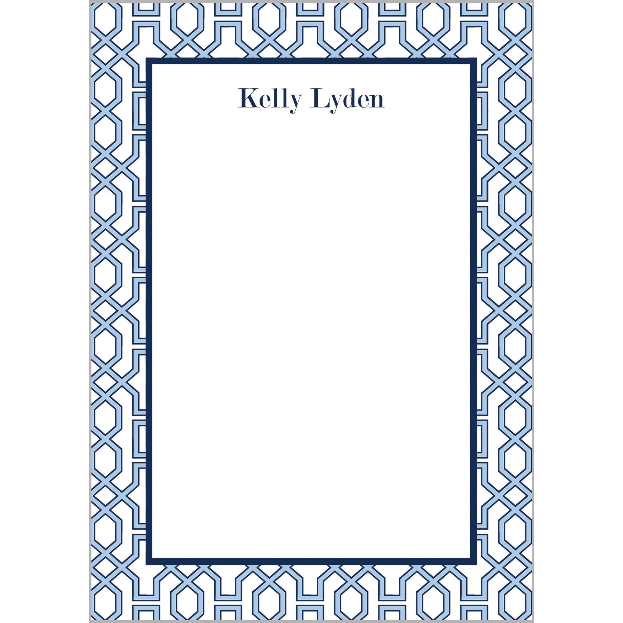 Trellis Personalized Notepad | China Blue + Navy Blue