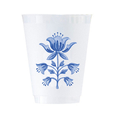 Tulip Block Print Shatterproof Cups | Set of 8