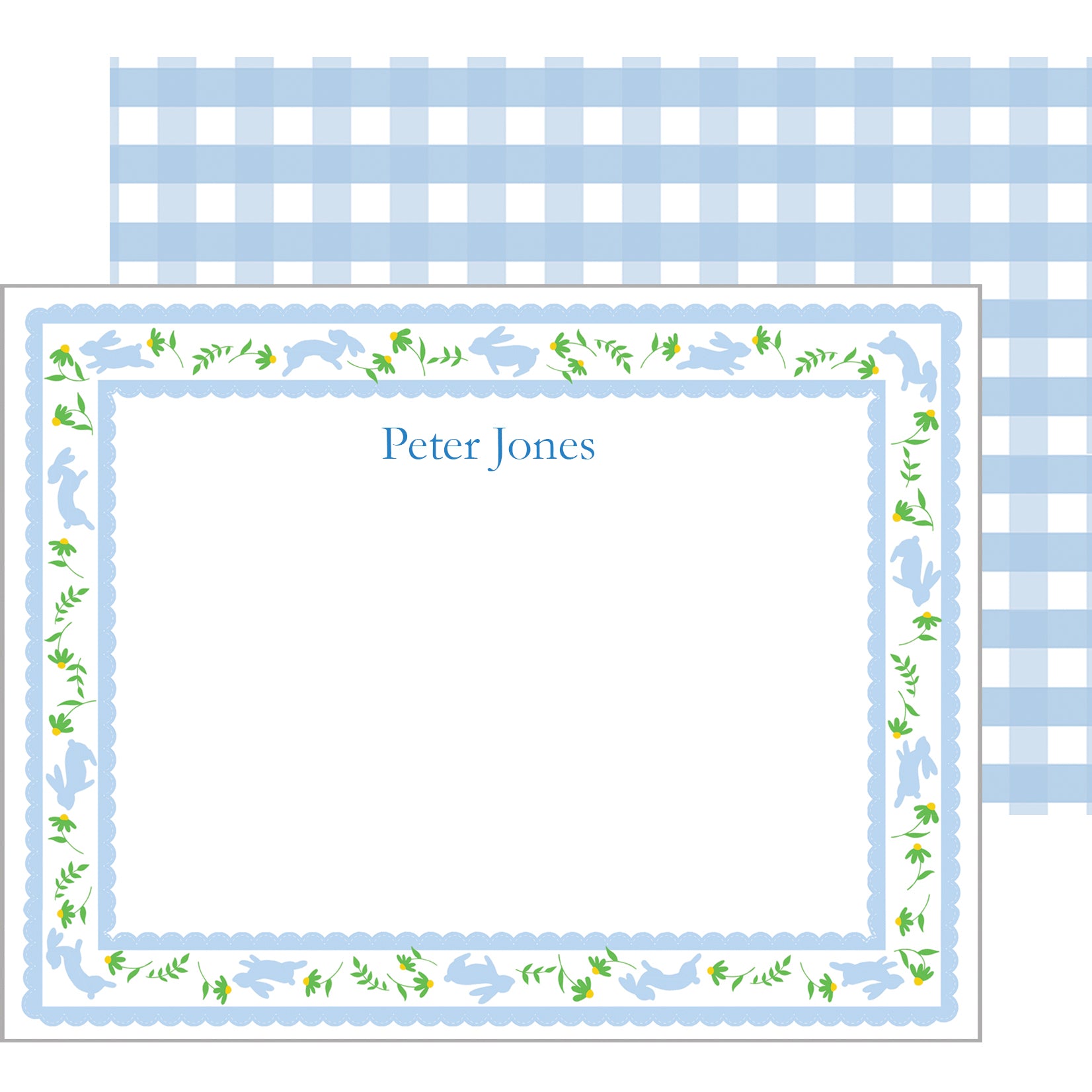 Bunny Hop Personalized Flat Notecards