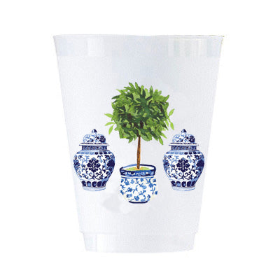 In Stock Chinoiserie Topiary Shatterproof Cups | Set of 8