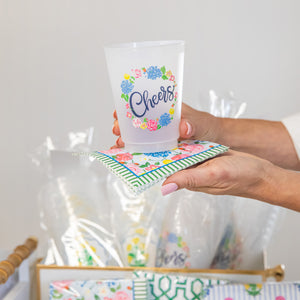 Strawberry Floral "Cheers" Shatterproof Cups | Set of 8