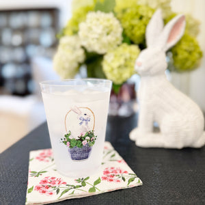 Bundle: Easter Basket Bunny Shatterproof Cups + Pink Flowers Cocktail Napkins