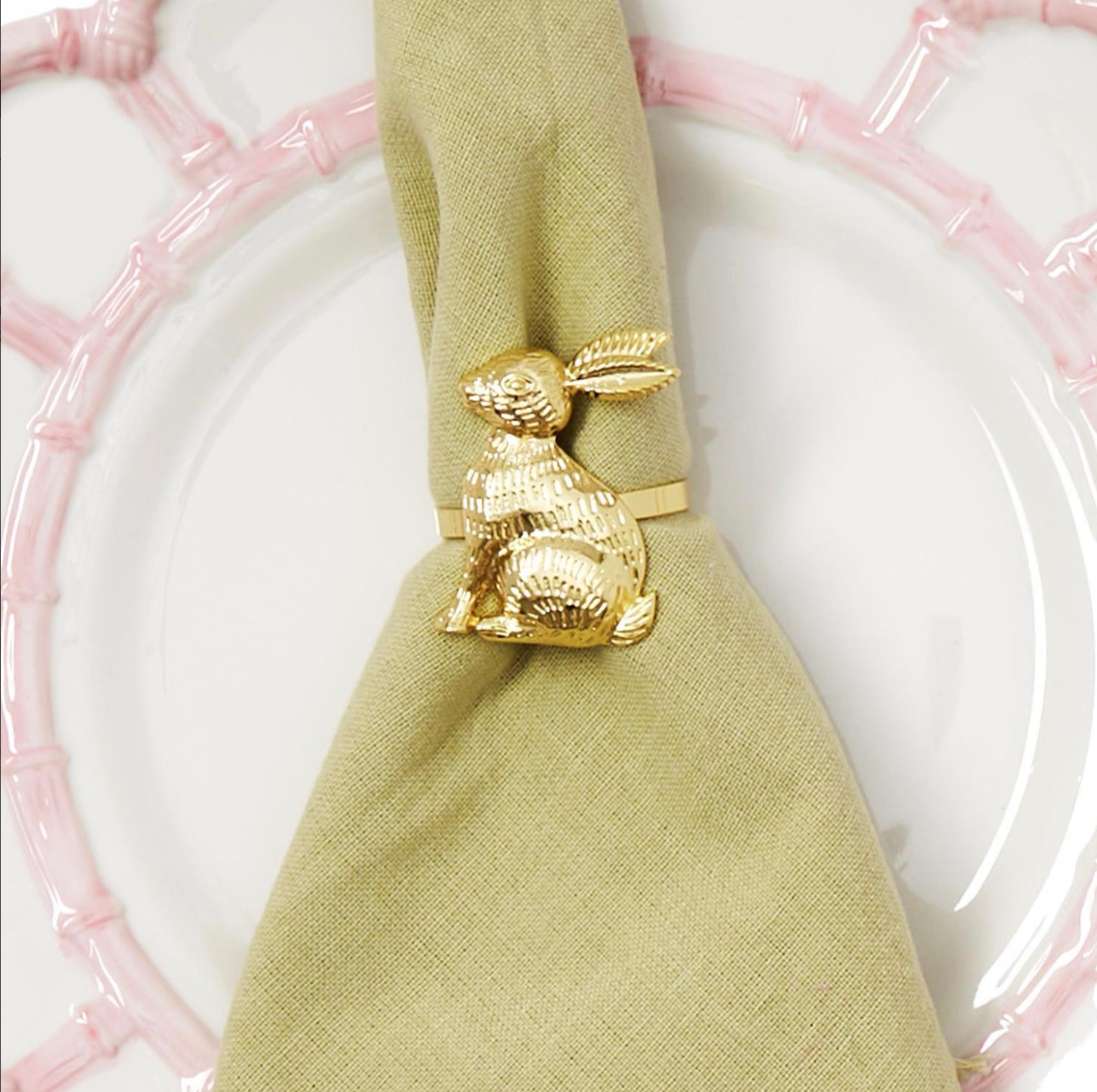 Gold Bunny Napkin Rings | Set of 4