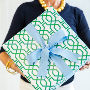 Continuous Roll Gift Wrap | Green Trellis