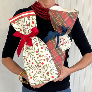 Paper Wine Bag Kit | Tartan Plaid