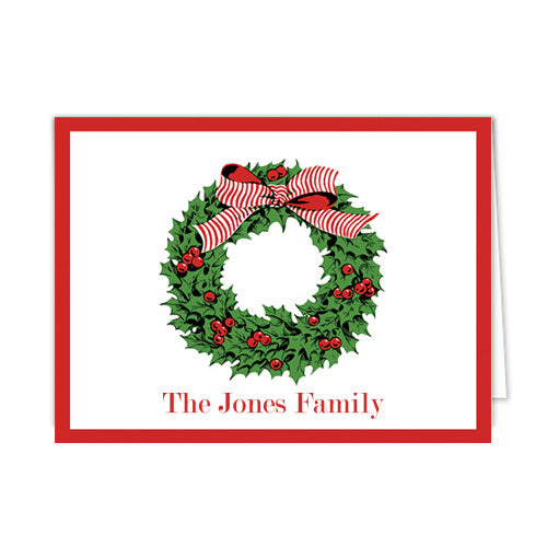 Ginger Jar with Christmas Wreath Personalized Folded Notecards
