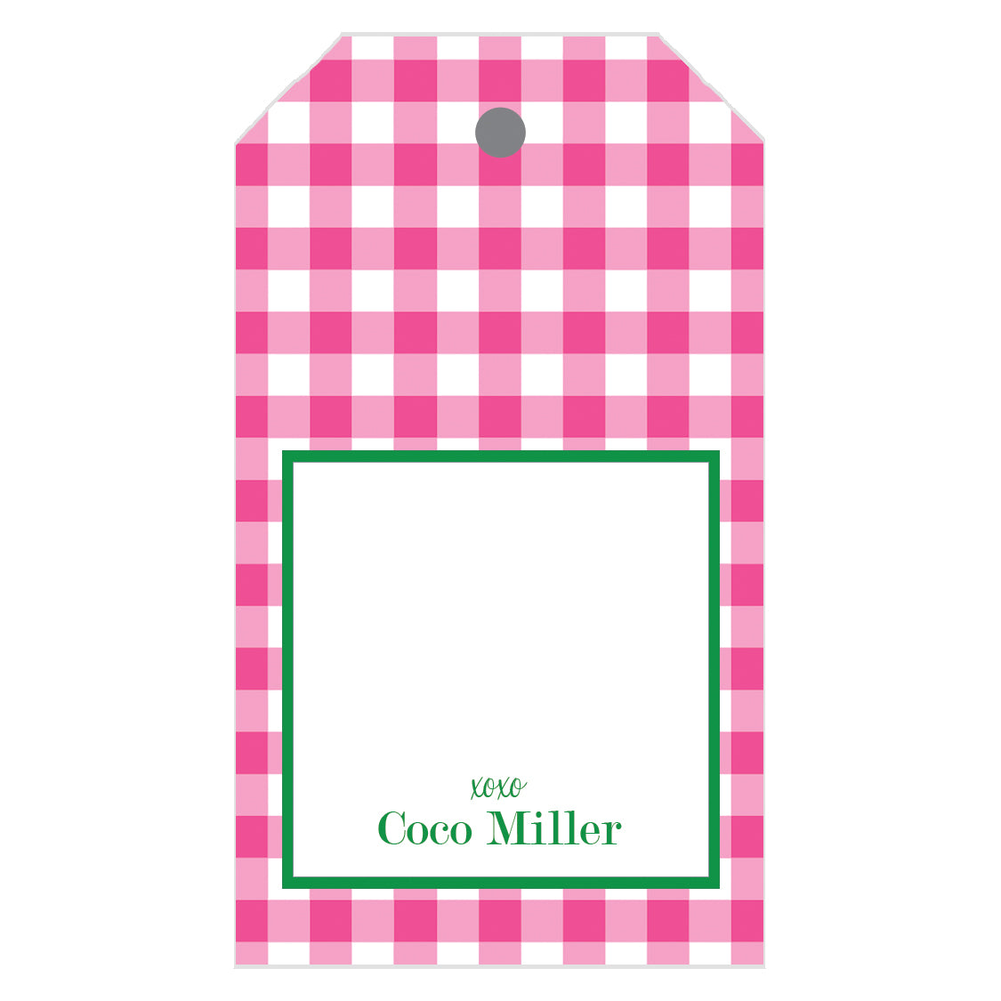 Gingham Check Personalized Gift Tags | Hot Pink