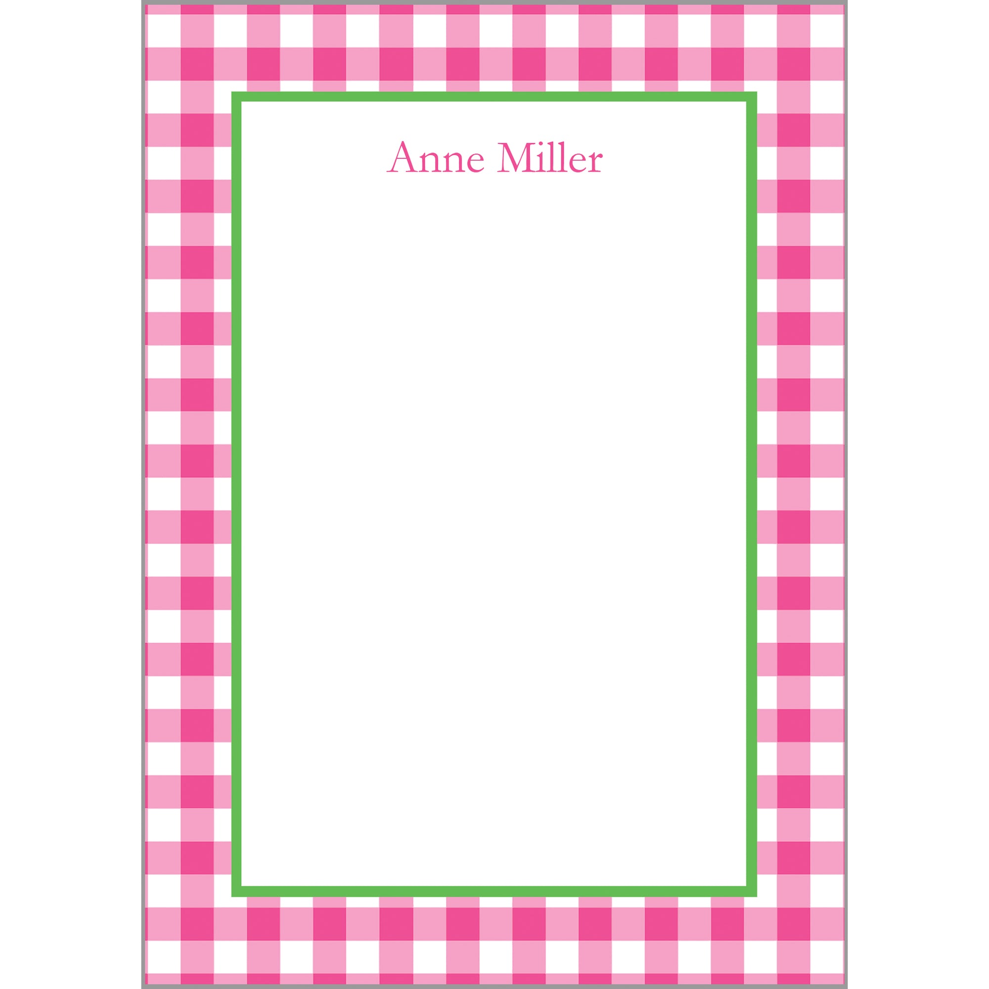 Hot Pink Gingham Check Personalized Notepad