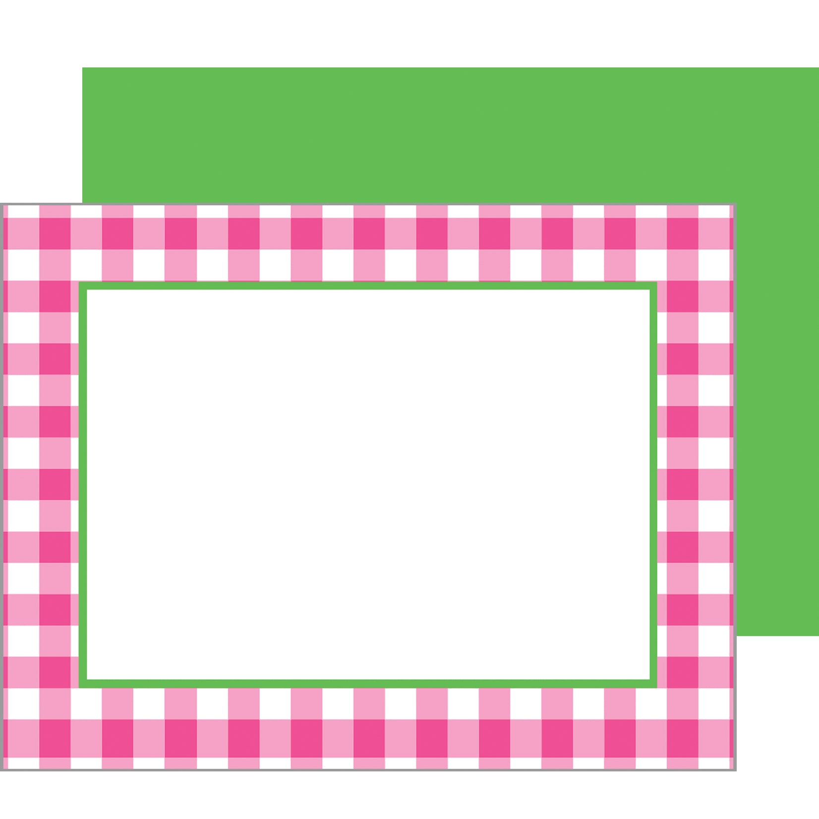 In Stock Flat Notecard Set of 10 | Hot Pink Gingham Check