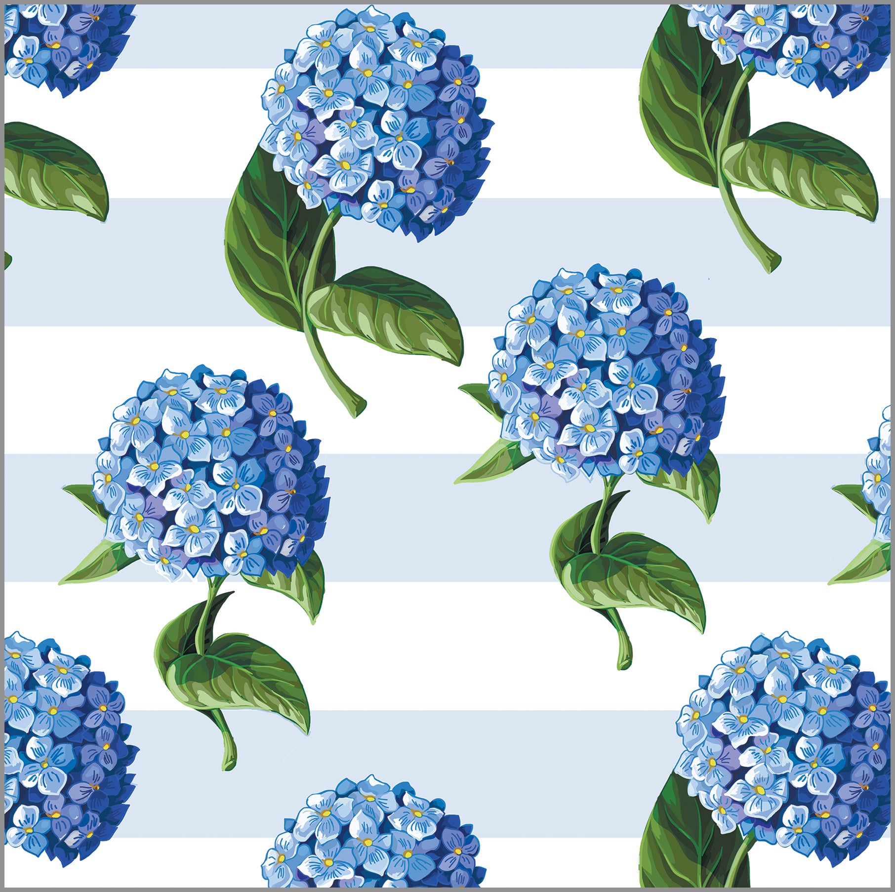 In Stock Continuous Roll Gift Wrap | Hydrangeas Stripe