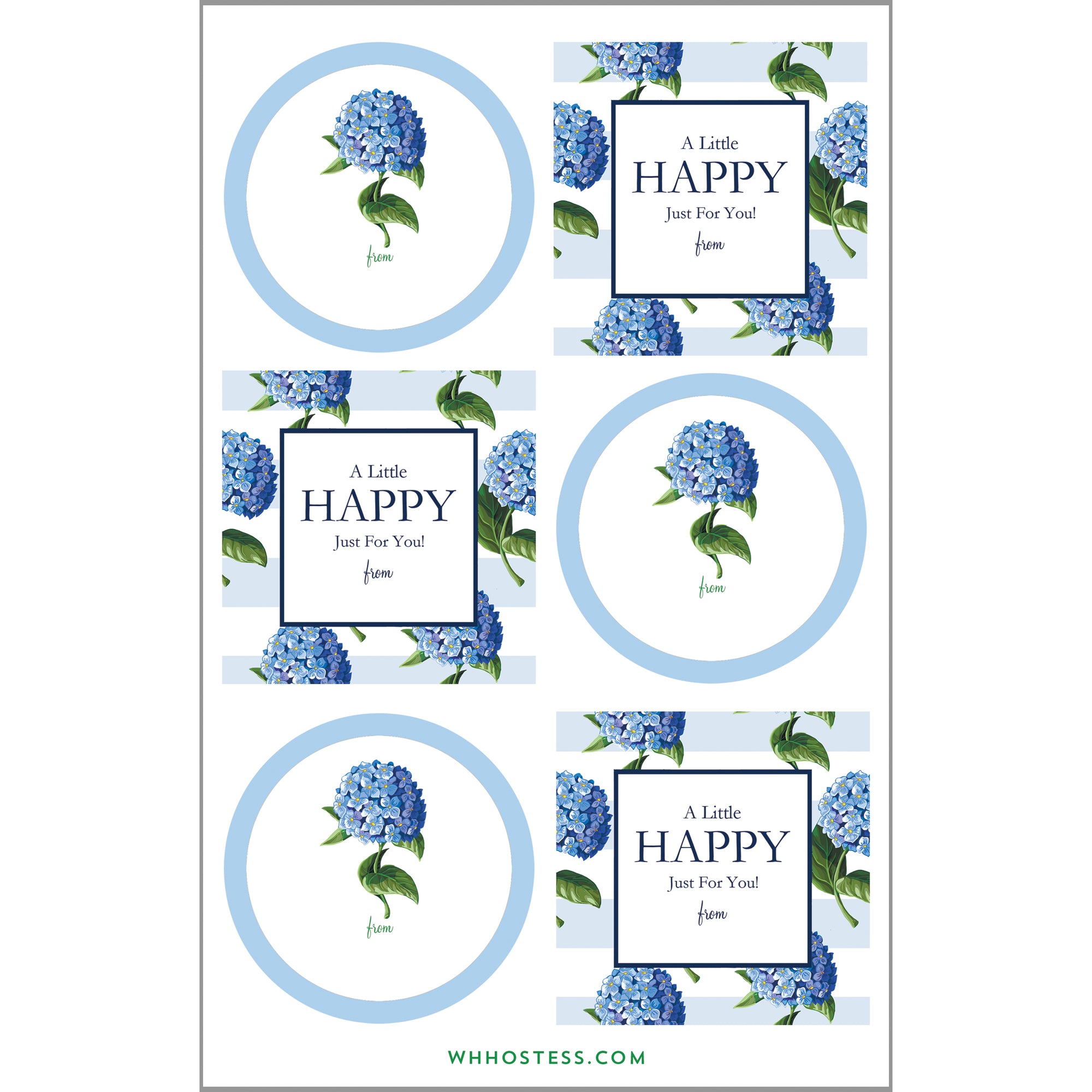 Gift Sticker Sheets | Blue Hydrangeas