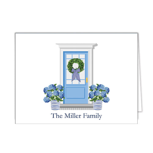 Hydrangeas Front Door Personalized Folded Notecards