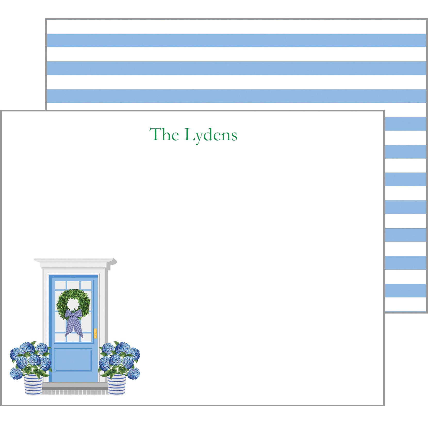 Hydrangeas Front Door Personalized Flat Notecards