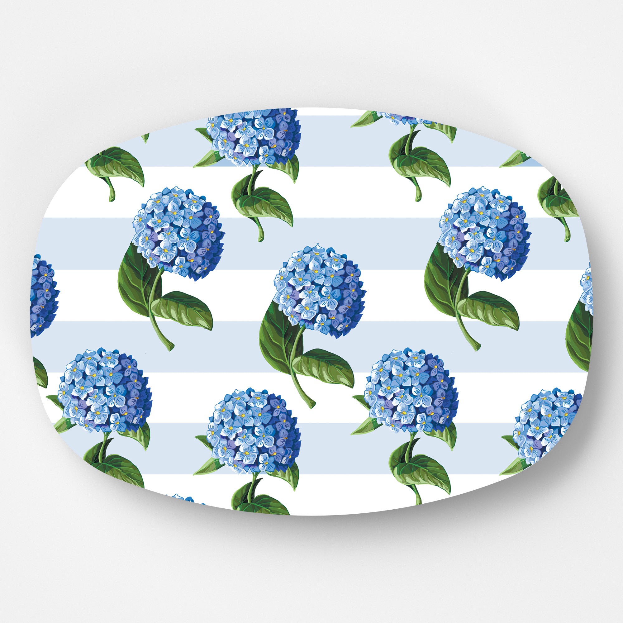 In Stock WH Serving Platter | Hydrangeas Stripe