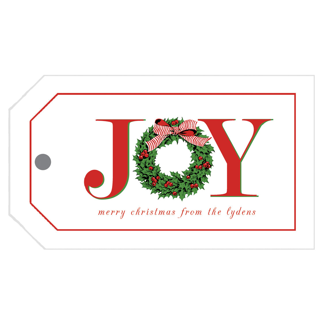 Holly Wreath Christmas Personalized Gift Sticker