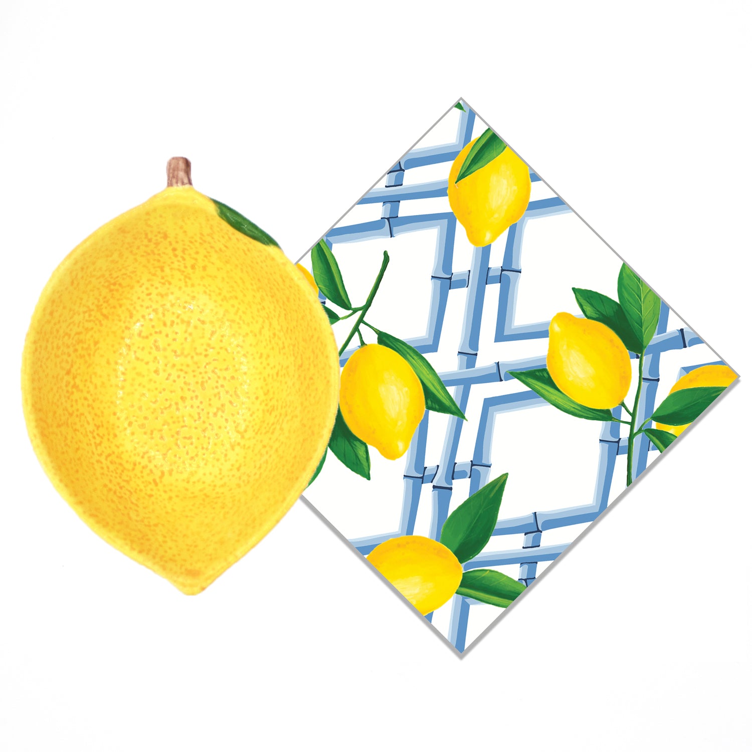 Bundle: Lemon Tidbit Bowl + Lemon Bamboo Cocktail Napkins