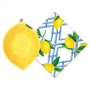 Bundle: Lemon Tidbit Bowl + Lemon Bamboo Cocktail Napkins