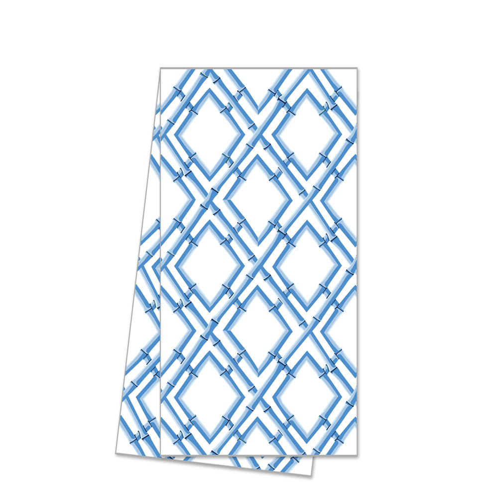 In Stock WH Hostess Cotton Tea Towel | China Blue Bamboo Lattice