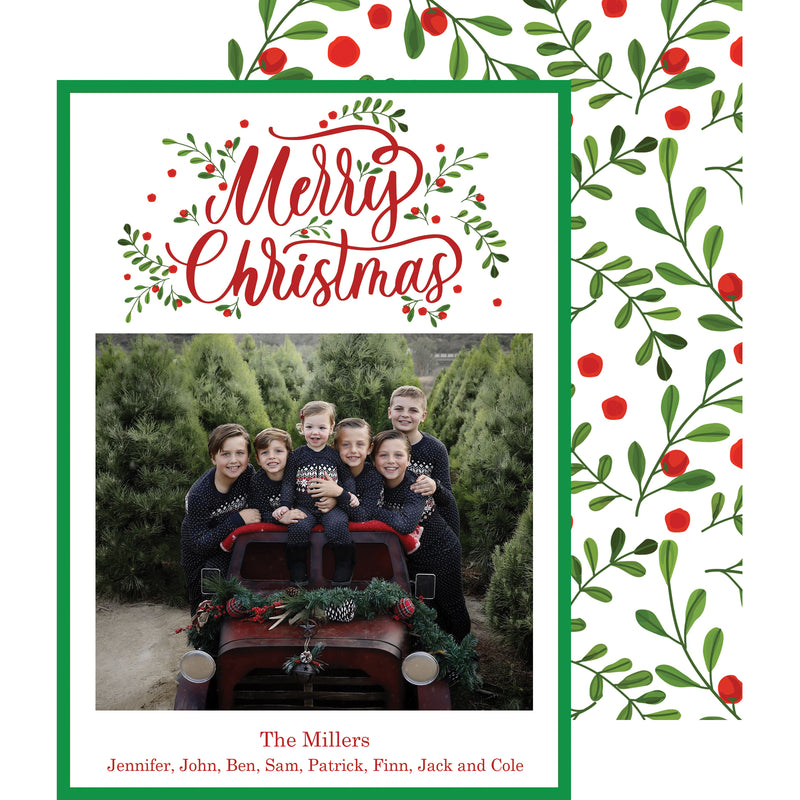 Mod Holly Christmas Photo Card