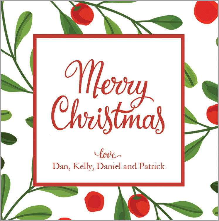 Mod Holly Christmas Personalized Gift Sticker | Set of 24