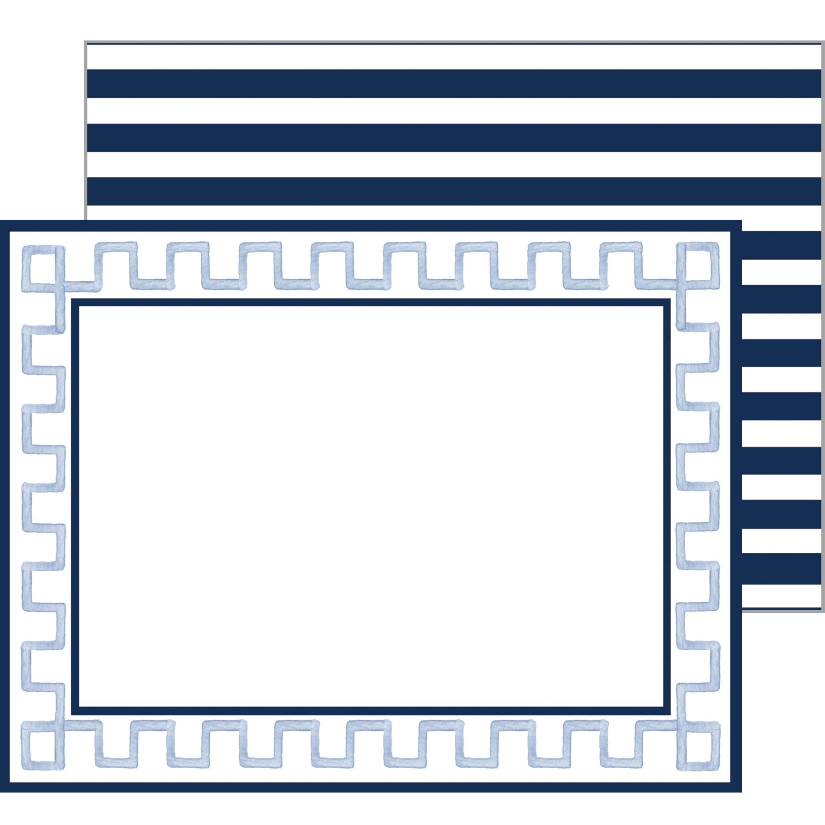 In Stock Flat Notecard Set of 10 | Blue Greek Key Border