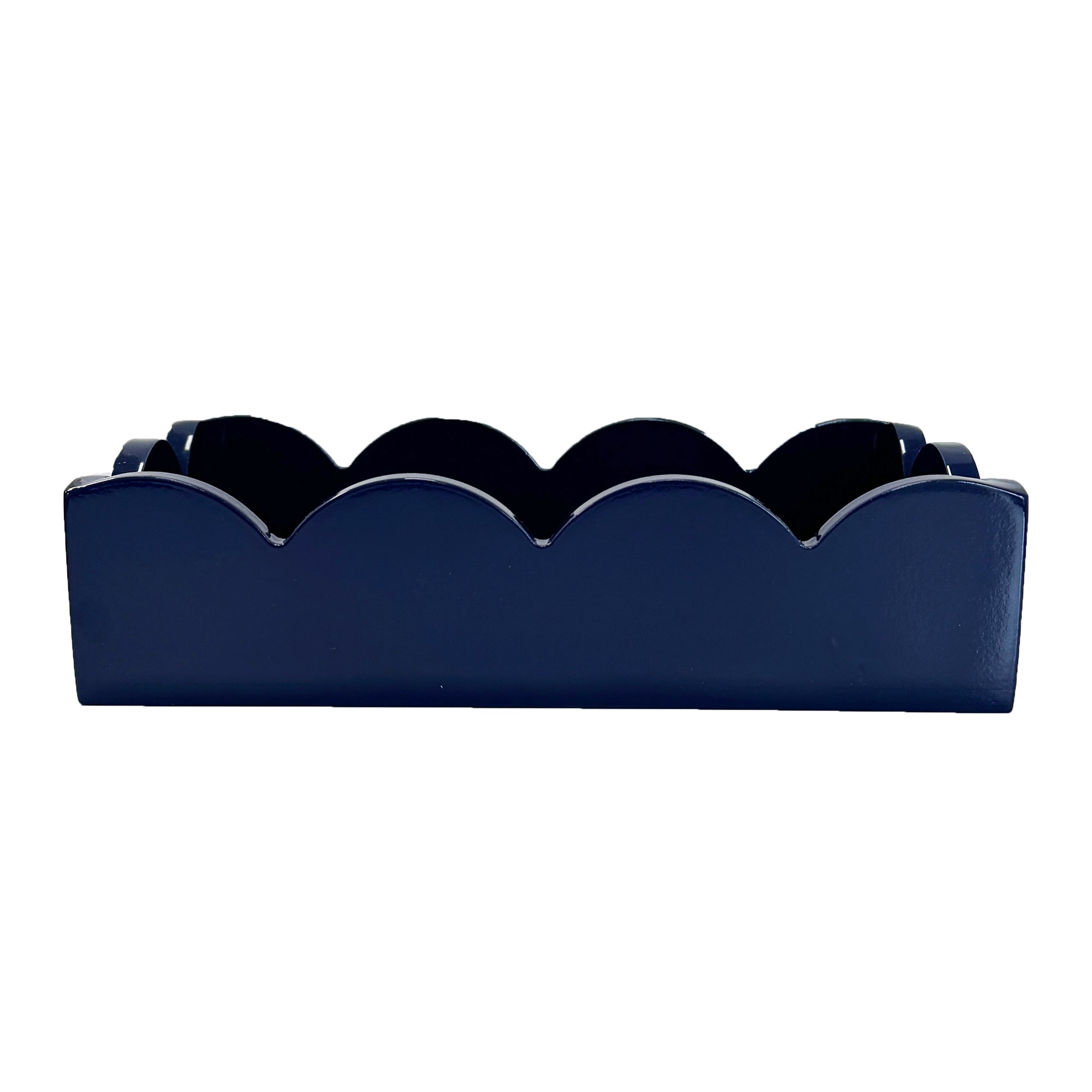 In Stock WH Lacquer Scalloped Guest Towel Holder | Navy Blue