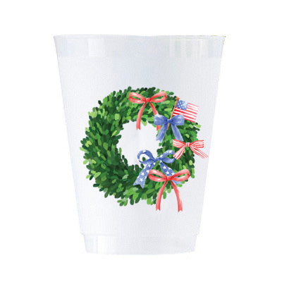 In Stock Patriotic Wreath Shatterproof Cups | Set of 8