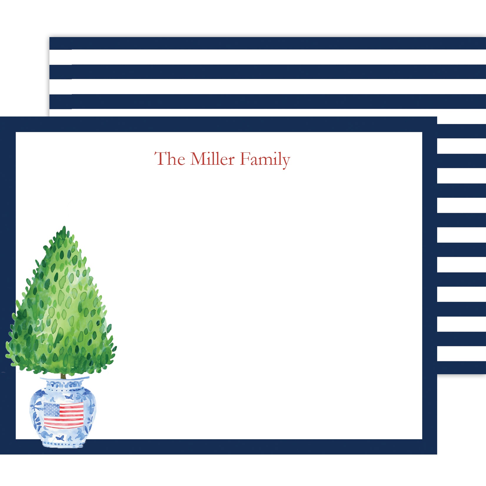 Stars + Stripes Planter Patriotic Personalized Flat Notecards