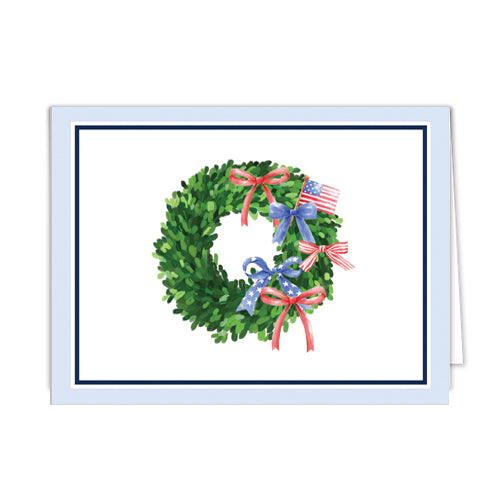 In Stock Folded Notecard Set of 10 | Patriotic Wreath