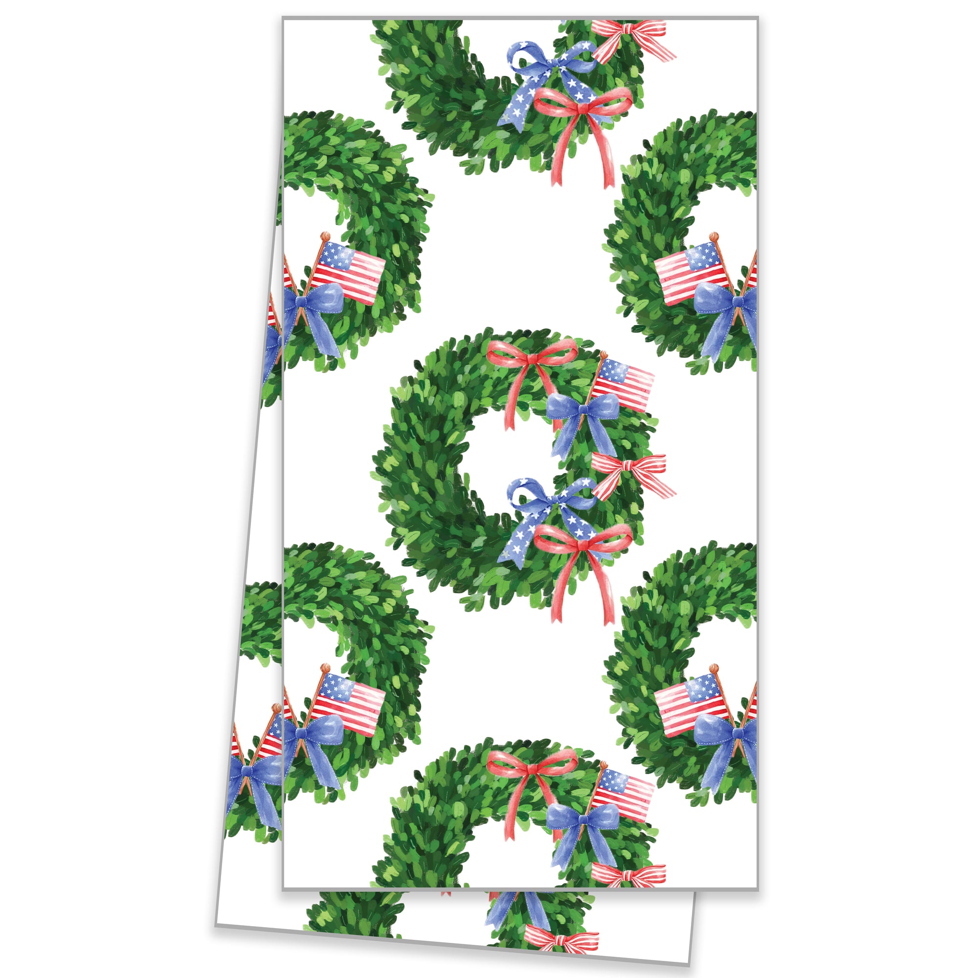 In Stock WH Hostess Cotton Tea Towel | Patriotic Wreath