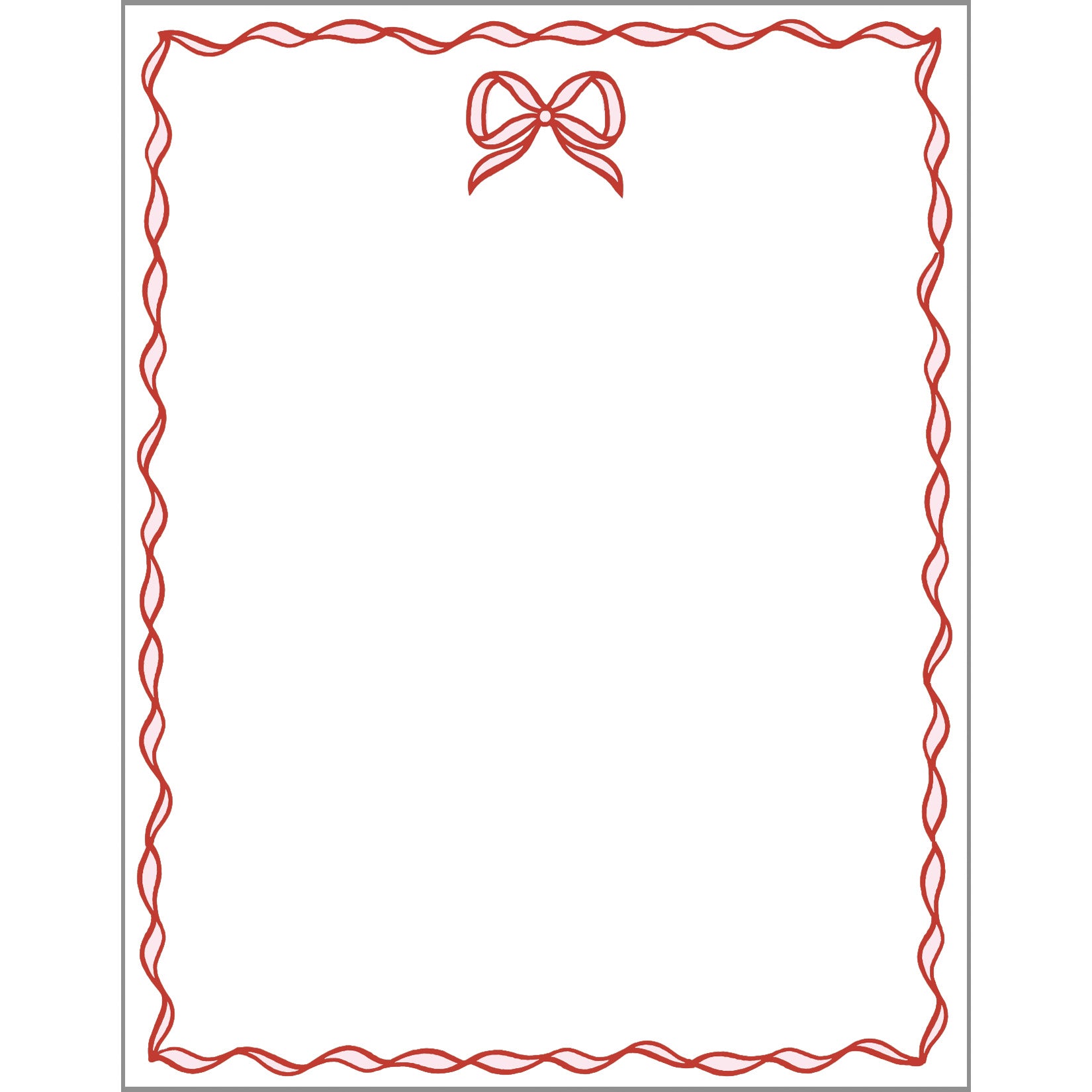 Stock Shoppe: 4x5 Bow Scallop Notepad | Pink + Red