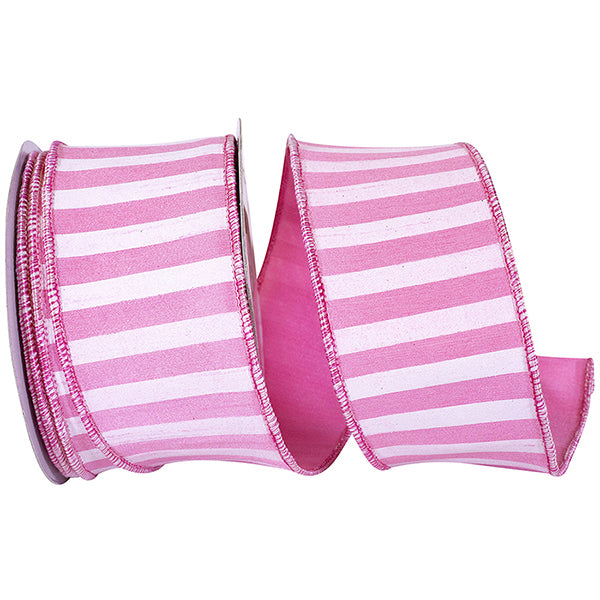 2.5" x 10 Yds Pink Cabana Stripe Dupioni Ribbon