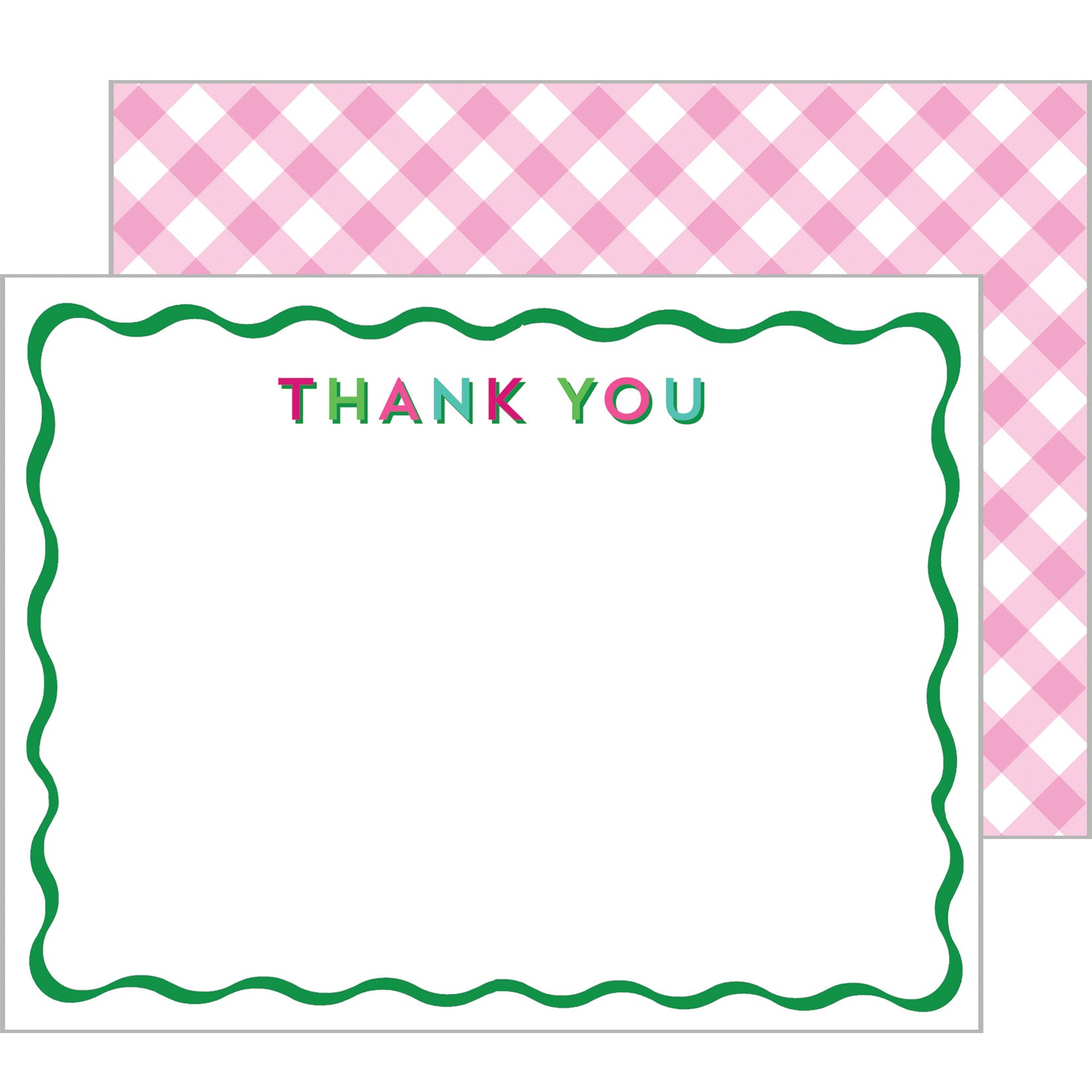 In Stock Flat Notecards | Scallop "Thank You" | Green