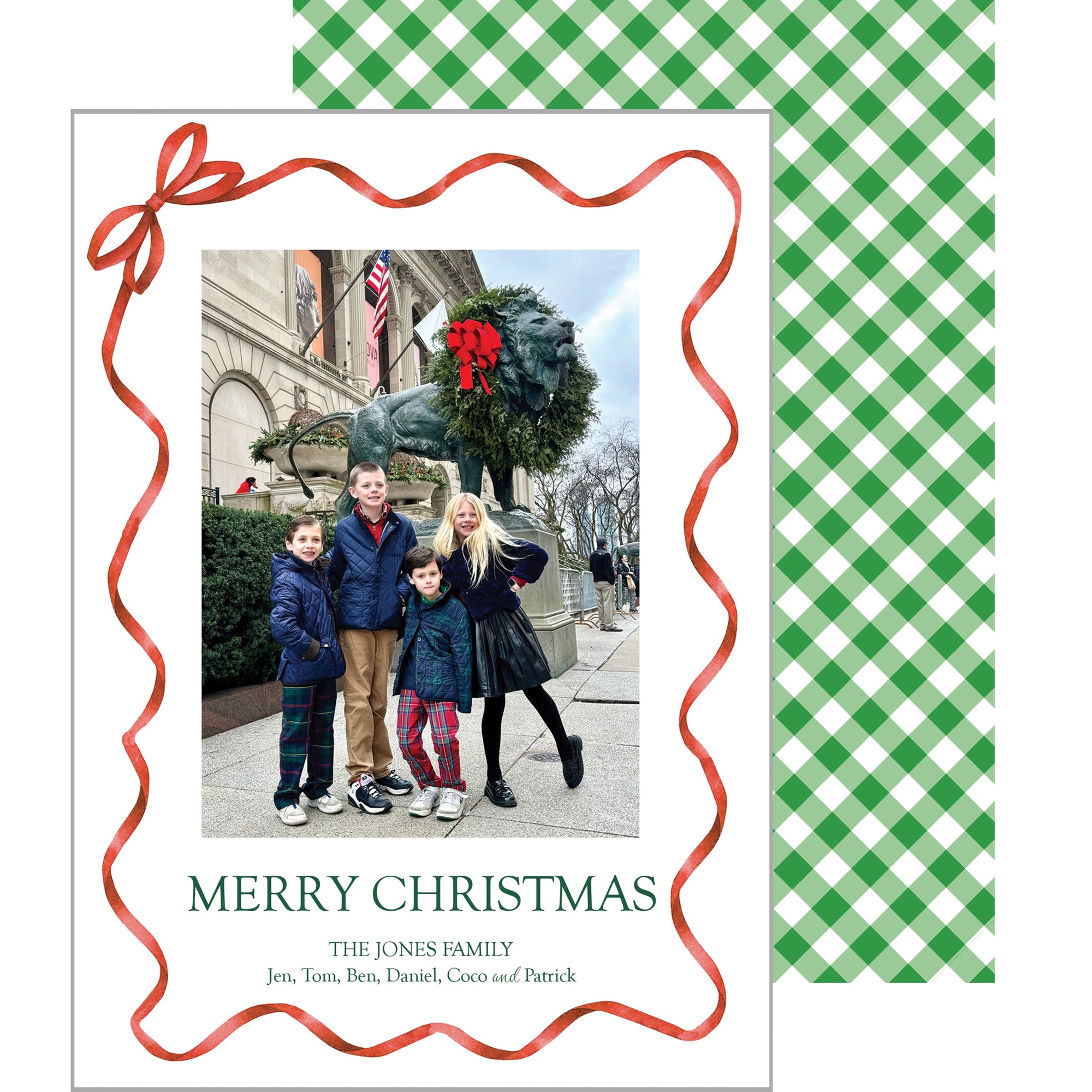 Red Ribbon Christmas Photo Card