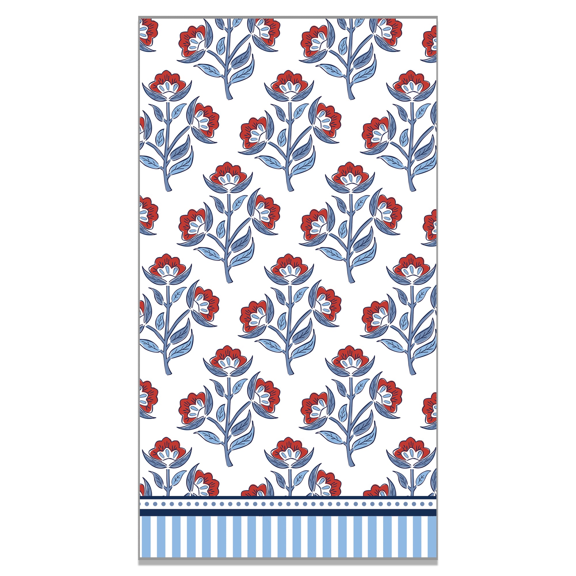 In Stock WH Paper Guest Towels | Red Floral Block Print