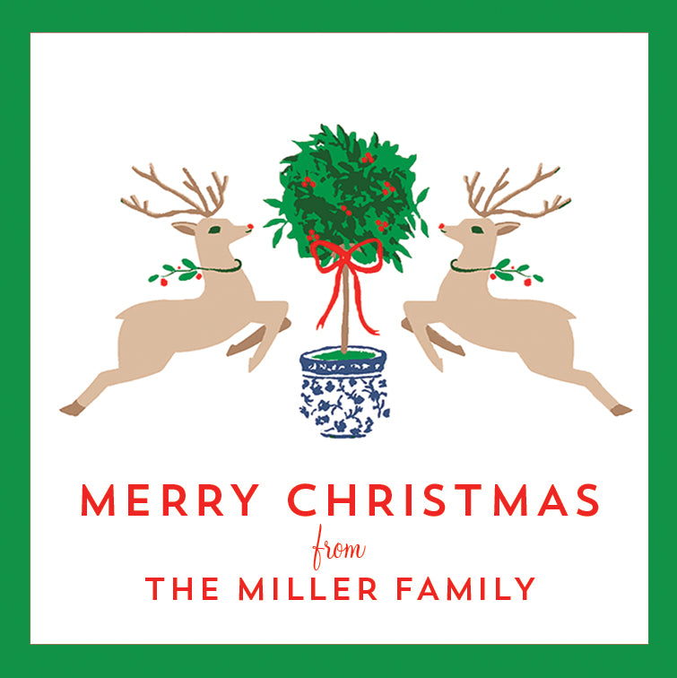 Personalized Christmas Stickers, Reindeer Family Holiday Gift