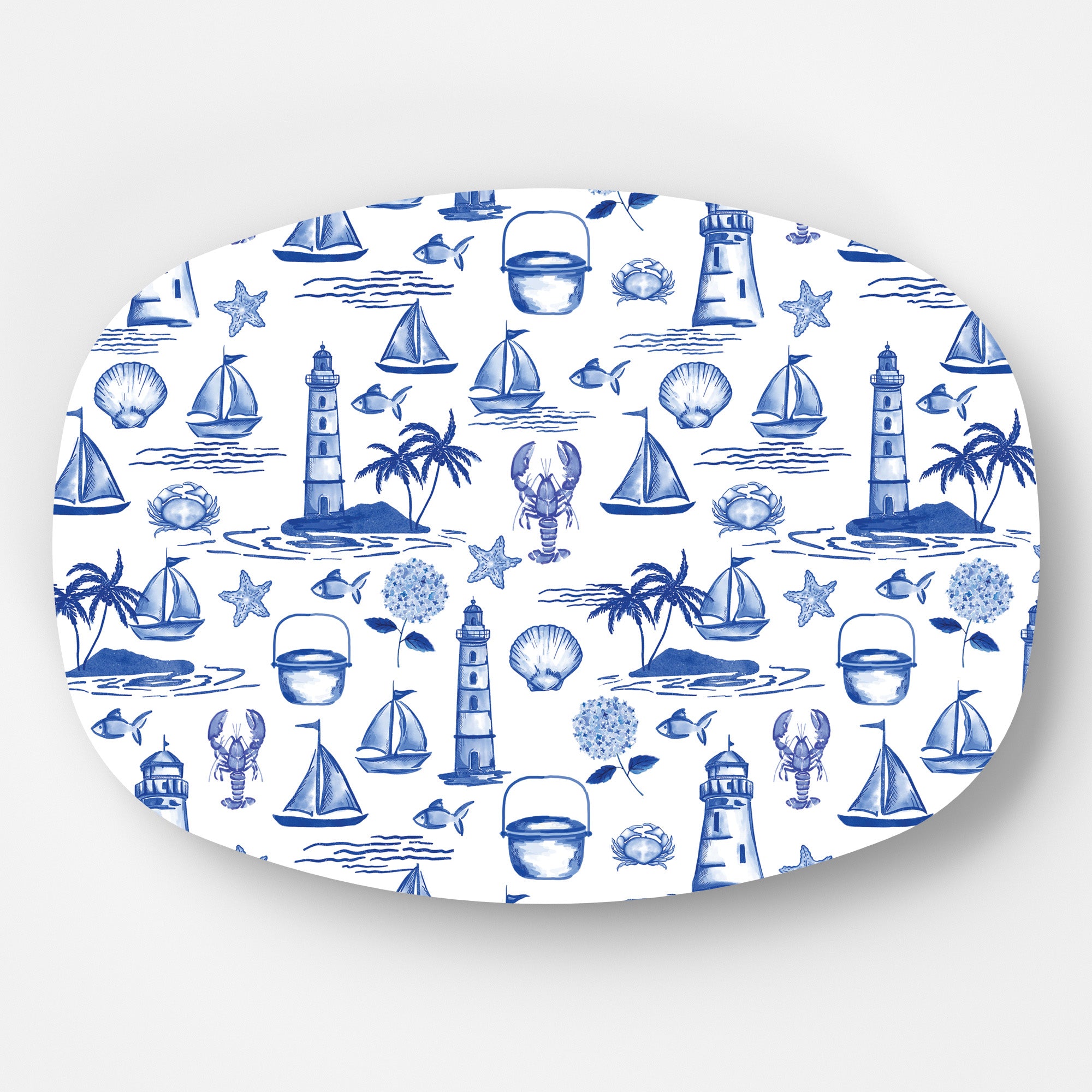 In Stock WH Serving Platter | Seaside Toile